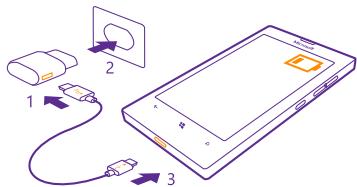 NOKIA LUMIA 435 - Charge your phone with a USB charger - 1
