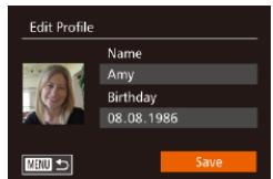 CANON POWERSHOT G7 X - Register the person's name and birthday. - 2