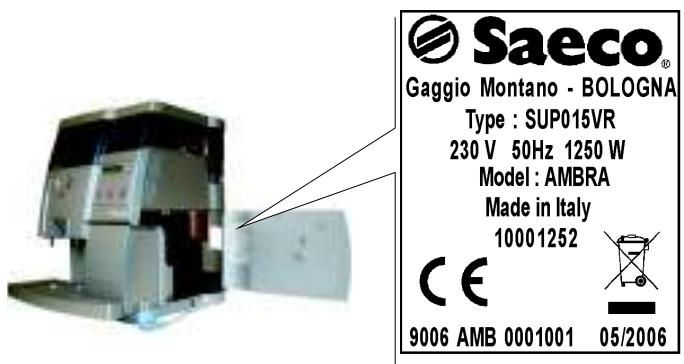 SAECO AMBRA - Machine identification - 1