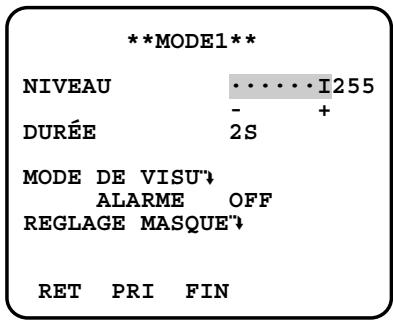 PANASONIC WV-CW384E - Paramétrage de la détection de mouvement (DÉTECT MVT) - 1