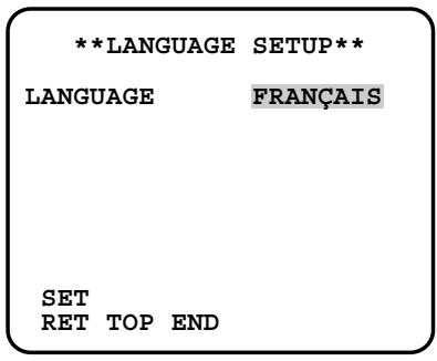 PANASONIC WV-CW384E - Configuration de la langue (LANGUAGE SETUP) - 1