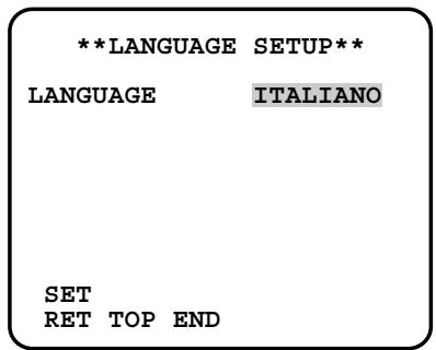 PANASONIC WV-CW384E - Configurazione della lingua (LANGUAGE SETUP) - 1