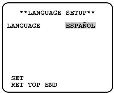 PANASONIC WV-CW384E - Configuración del idioma (LANGUAGE SETUP) - 1