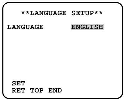 PANASONIC WV-CW384E - Language Setup (LANGUAGE SETUP) - 1