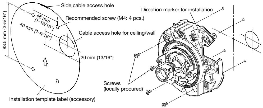 PANASONIC WV-SF332E - Installing the camera directly on the ceiling or wall - 1