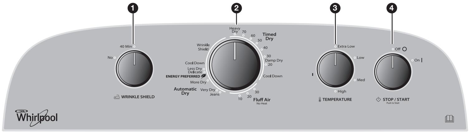 WHIRLPOOL 3LWED4705FW - Pannello comandi e funzioni - 1