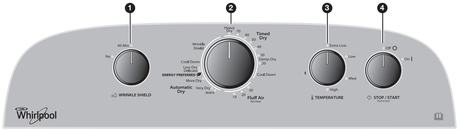WHIRLPOOL 3LWED4705FW - Panel de control y caracteristicas - 1