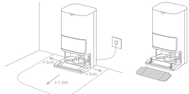 DREAME L10S PRO ULTRA HEAT - Plasser ladestasjonen og installer ladestasjonens rampeforlengelsesplate - 1