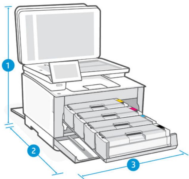 HP laser JET PRO 3302sdw - Dimensions de l'imprimante - 2