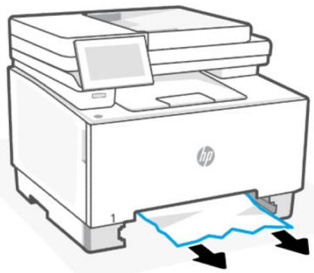 HP laser JET PRO 3302sdw - Suppression d'un bourrage papier dans le compartmentement feuille à feuille du bac 1 - 3