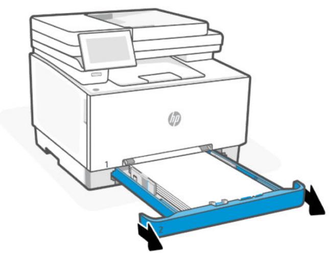 HP laser JET PRO 3302sdw - Suppression d'un bourrage papier dans le compartmentement feuille à feuille du bac 1 - 1