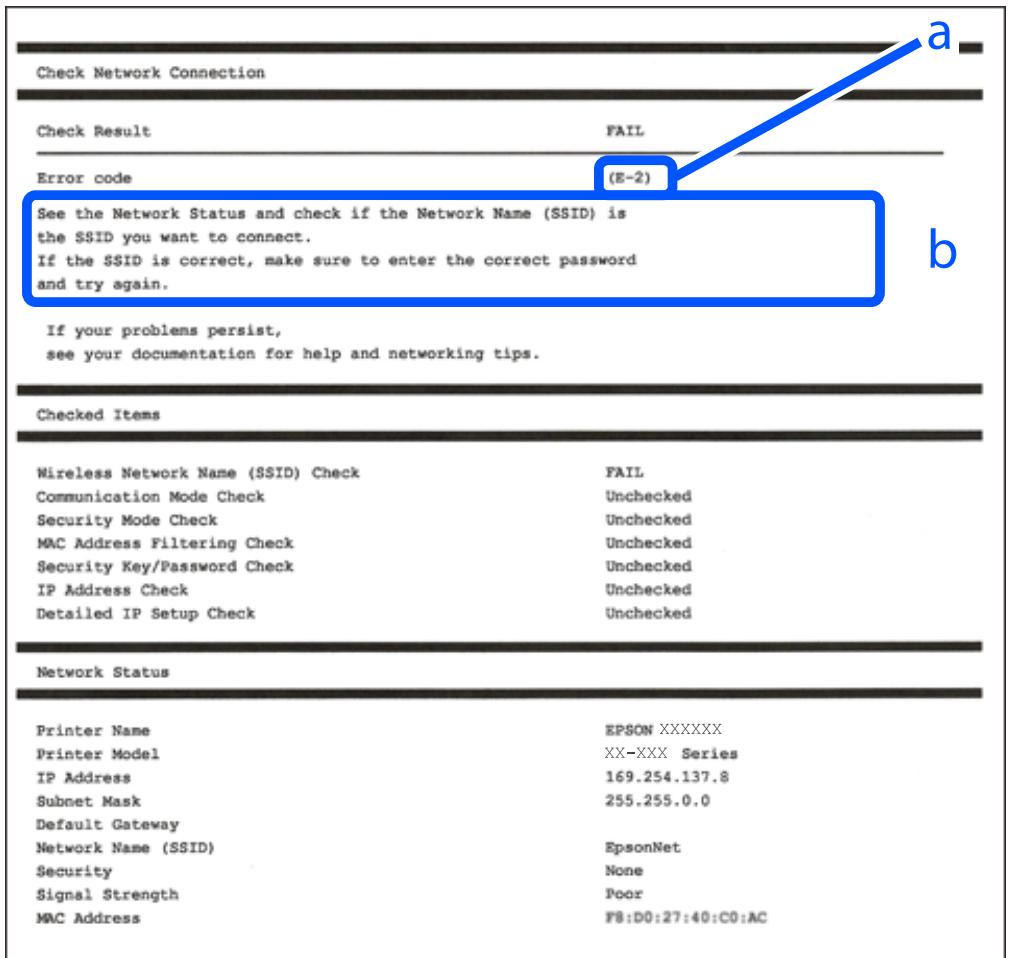 EPSON XP-3205 - Messages et solutions sur le rapport de connexion réseau - 1