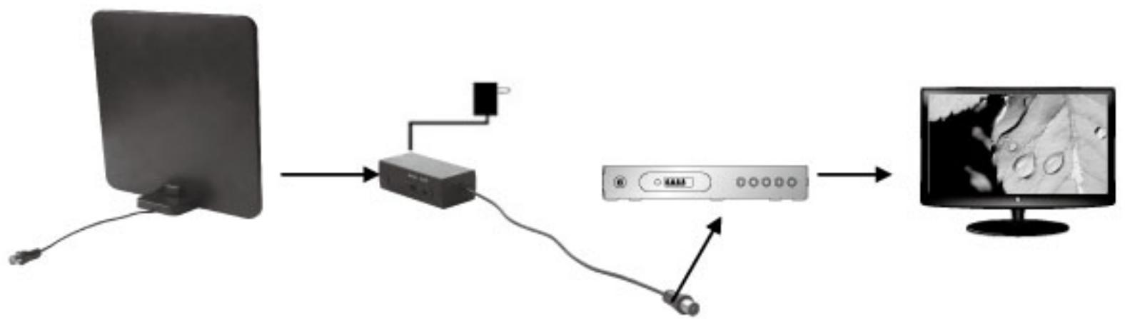 EDENWOOD 50 dB 4G - b) Utilisation avec l'amplificateur (réception des signaux faibles): - 1