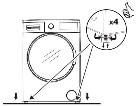 BELLAVITA LFS 1496 BNVT - Mise en place du lave-linge et réglage des pieds - 1