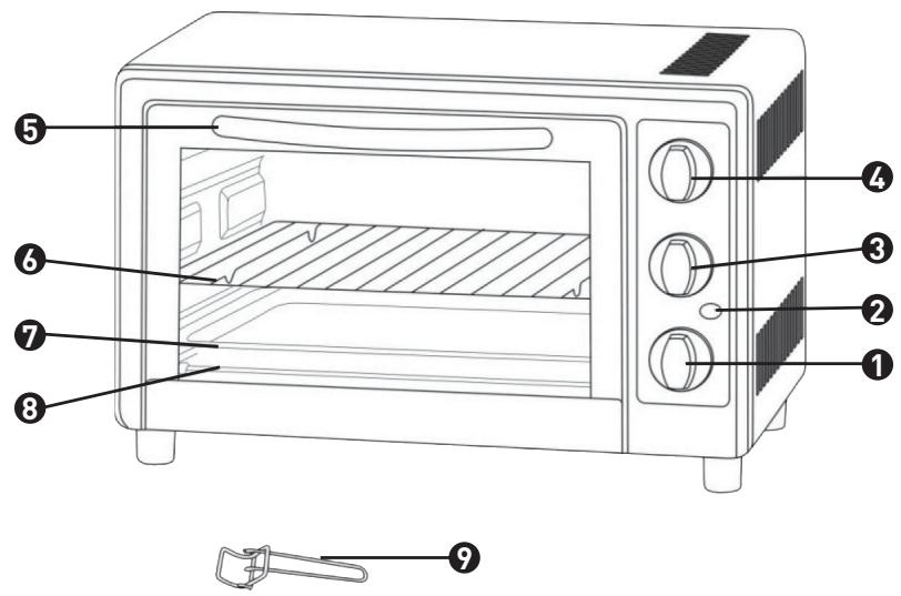VALBERG VG-MF28S - Beschrijving van de elementen van de oven - 1