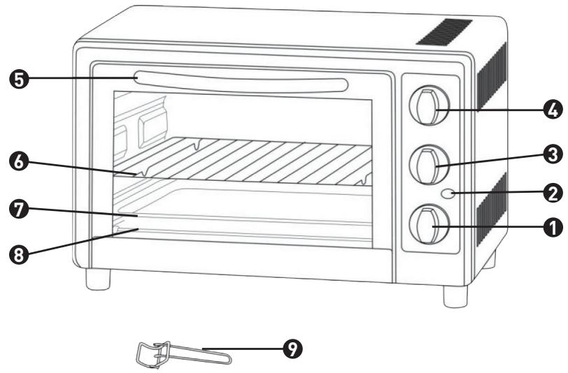 VALBERG VG-MF28S - Beschreibung der Bestandteile des Ofens - 1