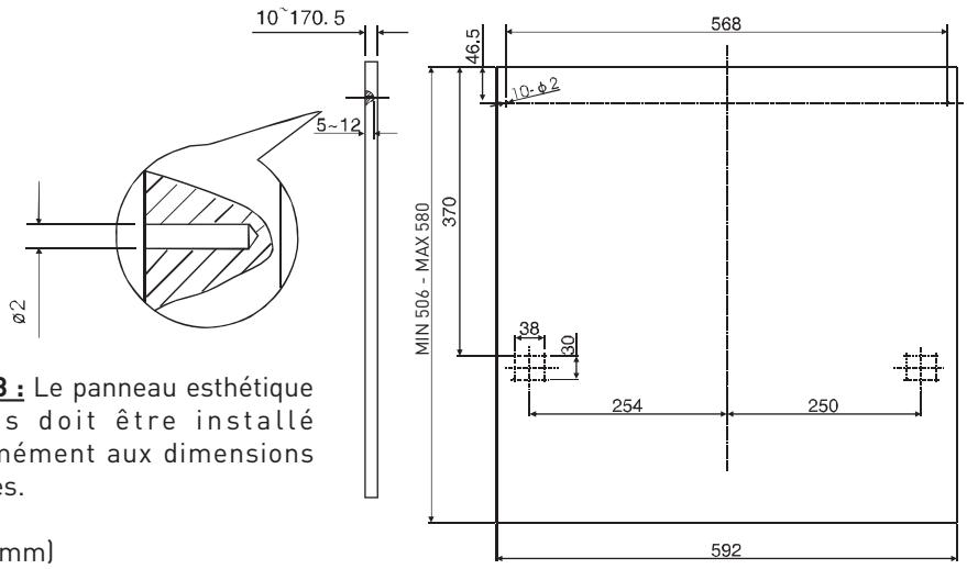 HIGH ONE HIG INT 12C49 ISC - Dimensions et installation du panneau esthetique - 1