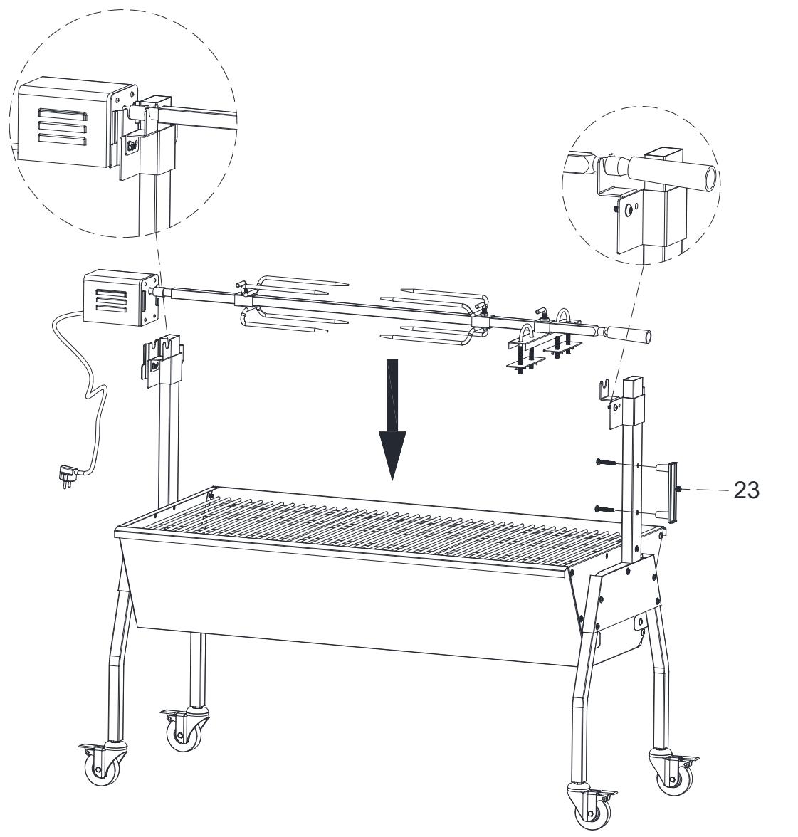 SILVER STYLE tournebroche XXL CC9001 - ASSEMBLAGE DU TOURNE-BROCHE - 9