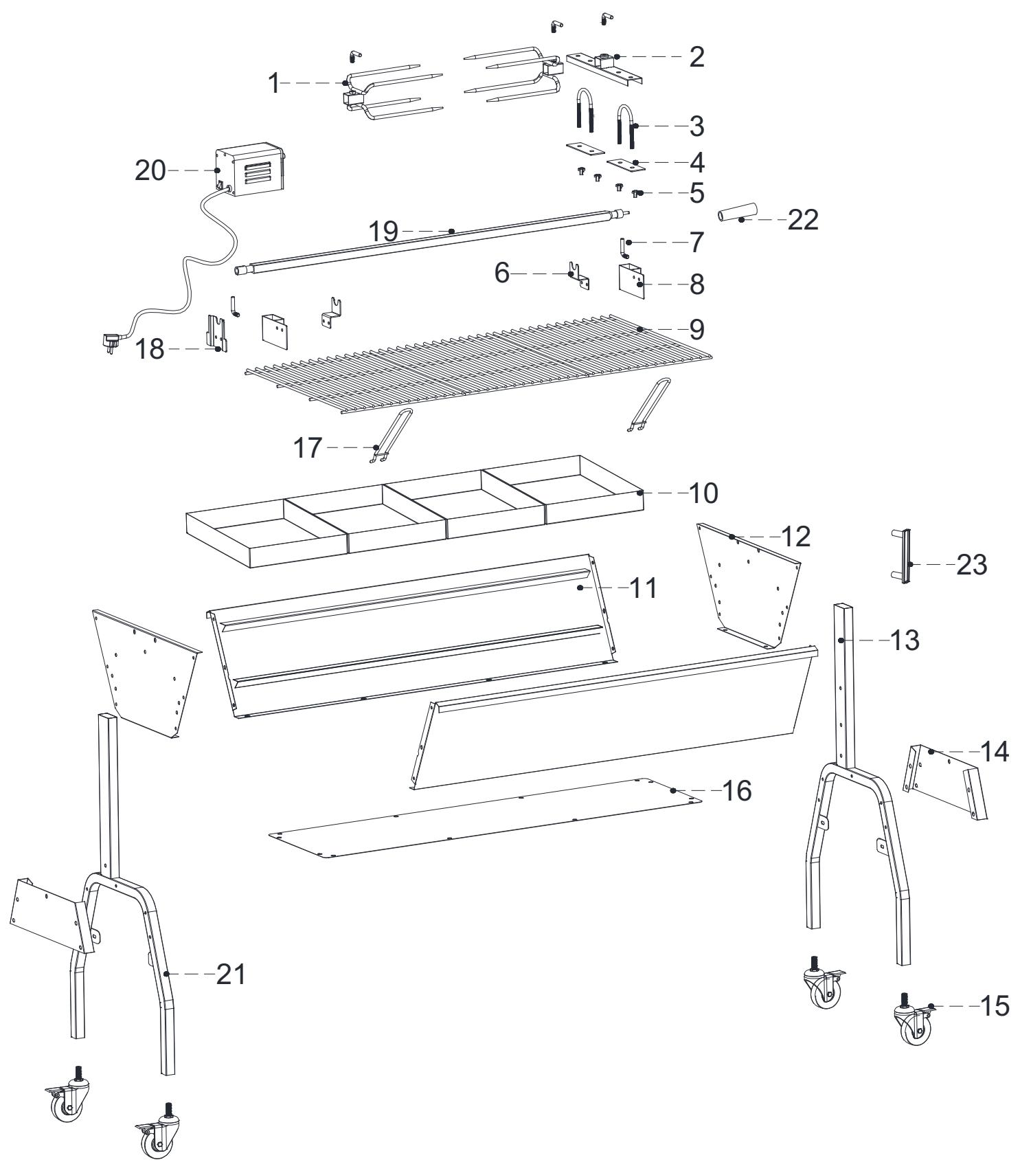 SILVER STYLE tournebroche XXL CC9001 - CHARACTERISTIQUES TECHNIQUES DU MOTEUR : - 1