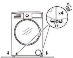 BELLAVITA WD 1496 WVET - Plaatsen van de wasmachine en verstelling van de poten - 1