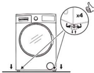 BELLAVITA WDF 1486 A WVET - Mise en place du lave linge et réglage des pieds - 1