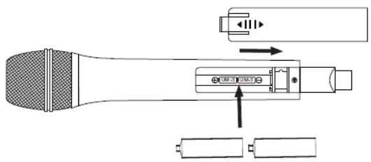 PARTY LIGHT&SOUND WM-20UHF - TRANSMITTER BATTERY INSTALLATION - 1