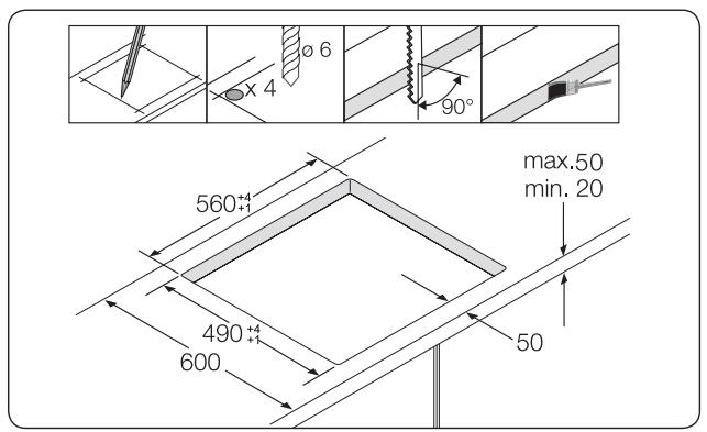 SAMSUNG NZ64M3NM1BB/UR - Installation du plan de travail - 3