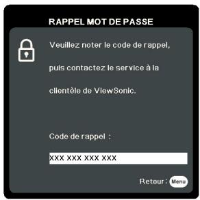 VIEWSONIC PA503S - Procedure de rappel de mot de passer - 2