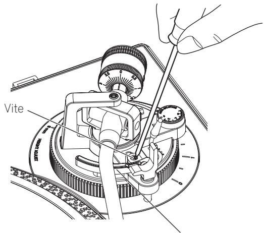 PIONEER DJ PLX-500 - Regolare l'altezza ruotando la vite quando la leva di sollevamento è abbassata. - 1