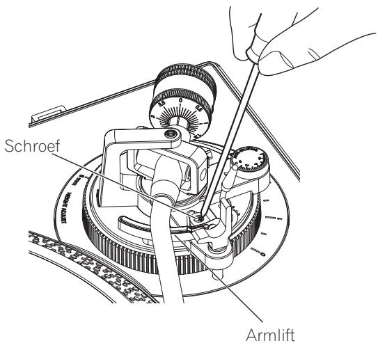 PIONEER DJ PLX-500 - Pas de hoogte aan door de schroef te draaien verwijl de armlift omlaag is geduwd. - 1