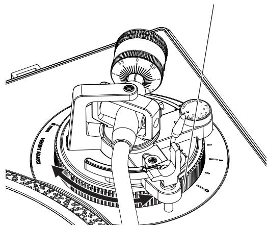 PIONEER DJ PLX-500 - Abbassare la leva di sollevamento e collocare la punita sul disco, quando regolare la manopola [HEIGHT ADJUST] in modo che il braccio e il disco siano paralleli. - 2
