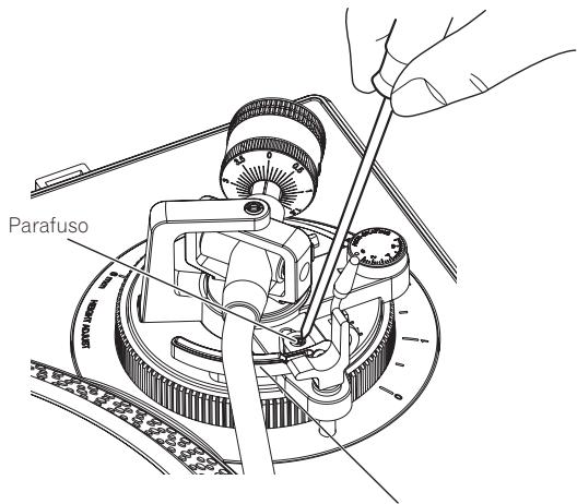 PIONEER DJ PLX-500 - Regule a alta rodando o parafuso ao mesmo tempo que empurra o elevador do braco para baixo. - 1