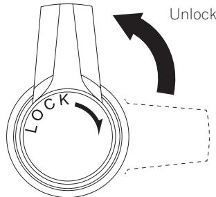PIONEER DJ PLX-500 - Turn the [HEIGHT ADJUST] lock to unlock the lock. - 1