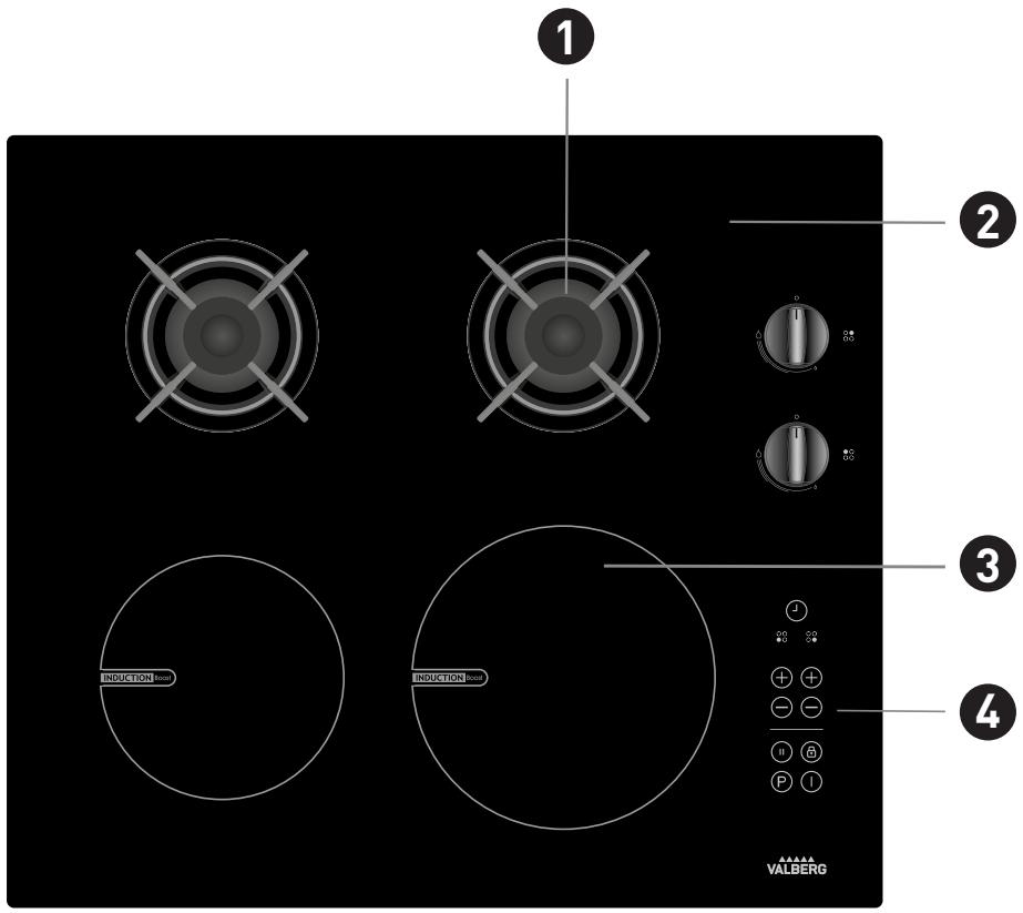 VALBERG MH 2I 2G IC 701T - Table de cuisson Kookplaat Encimera - 1