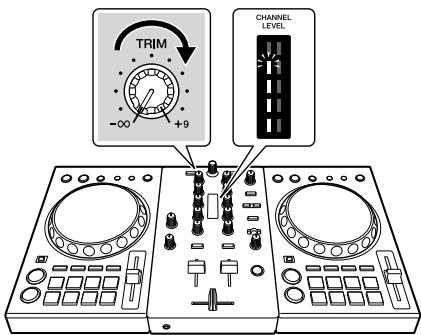 PIONEER DJ DDJ-400 - Draai aan de [TRIM]-regelaar. - 1