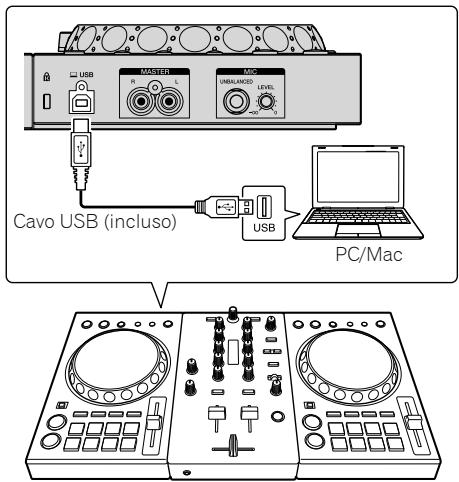 PIONEER DJ DDJ-400 - Collegare il PC/Mac a esta unità via cavo USB. - 1