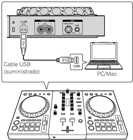 PIONEER DJ DDJ-400 - Conecte su PC/Mac a launidad con un cable USB. - 1