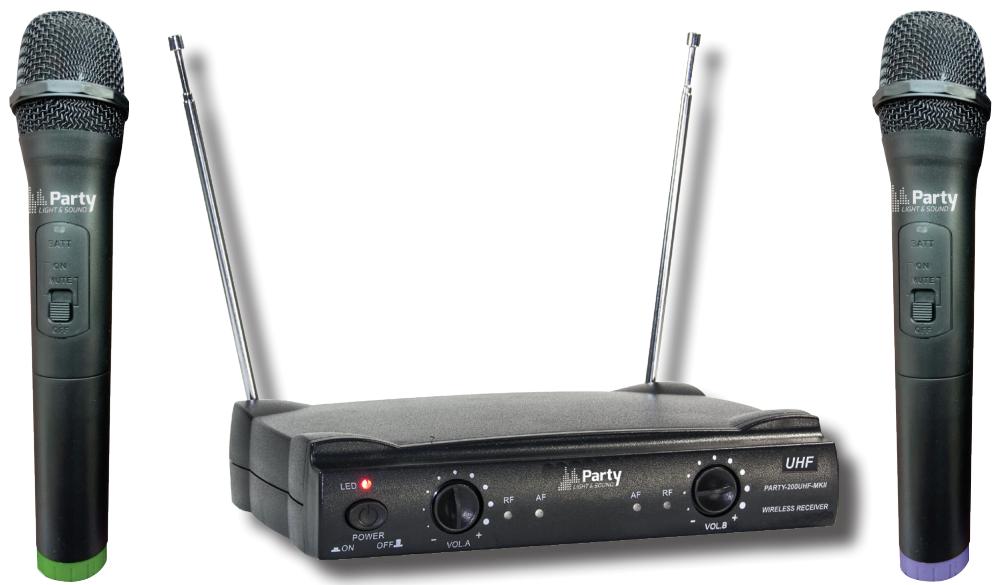 PARTY LIGHT&SOUND PARTY-200UHF V2 - 2-KANALNI UHF MIKROFONSKI SISTEM - 1