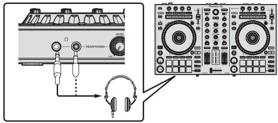 PIONEER DJ DDJ RR - Raccordez un casque à l'une des prises de sortie [PHONES]. - 1