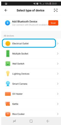LOGICOM HOME Pluggy - Select the device type "Electrical outlet". - 2