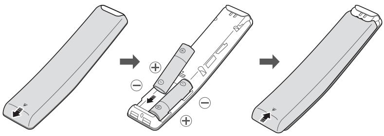 SAMSUNG QE55Q6FNAT - Installing batteries into the Samsung Smart Remote - 1