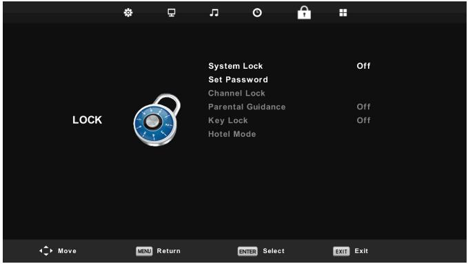 POLAROID TQLED32PR - Lock menu - 1