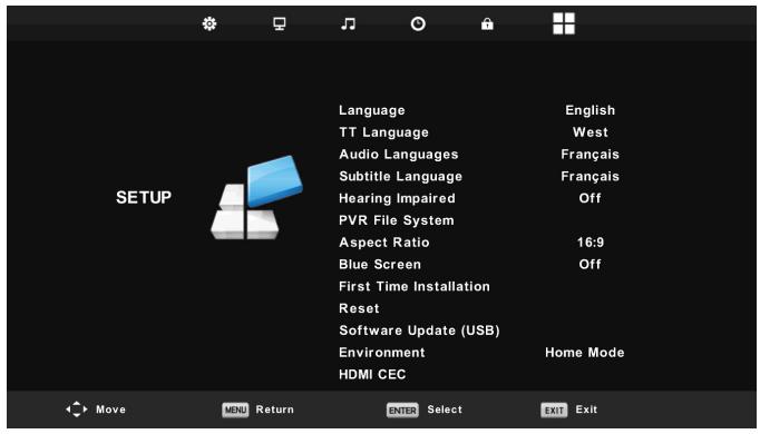 POLAROID TQLED32PR - Setup menu - 1