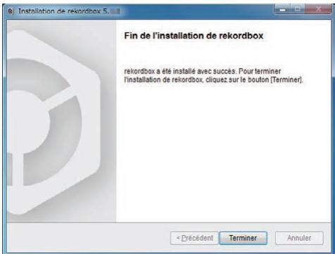 PIONEER DJ DDJ-800 - Cliquez sur [Terminer] pour fermer le programme d'installation derekordbox. - 1