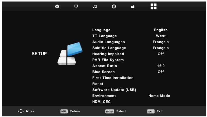 HIGH ONE HI3209HD-MM - Instellingsmenu - 1