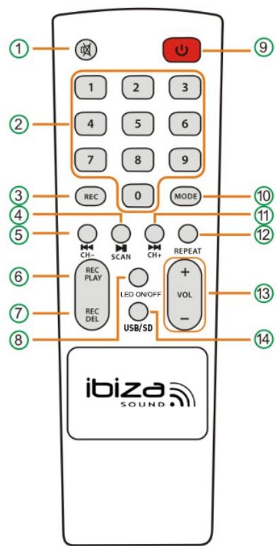 IBIZA SOUND 280WH - Description of Remote Control - 1