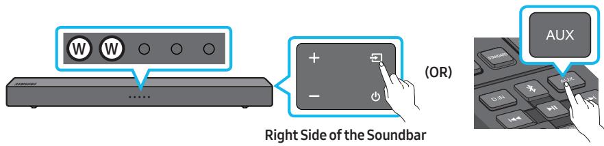 SAMSUNG HW-T400 - Step 2. Change the Soundbar's mode to AUX - 1
