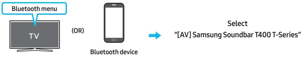SAMSUNG HW-T400 - Step 2. Select the Soundbar in your TV's or Bluetooth device's Menu - 1