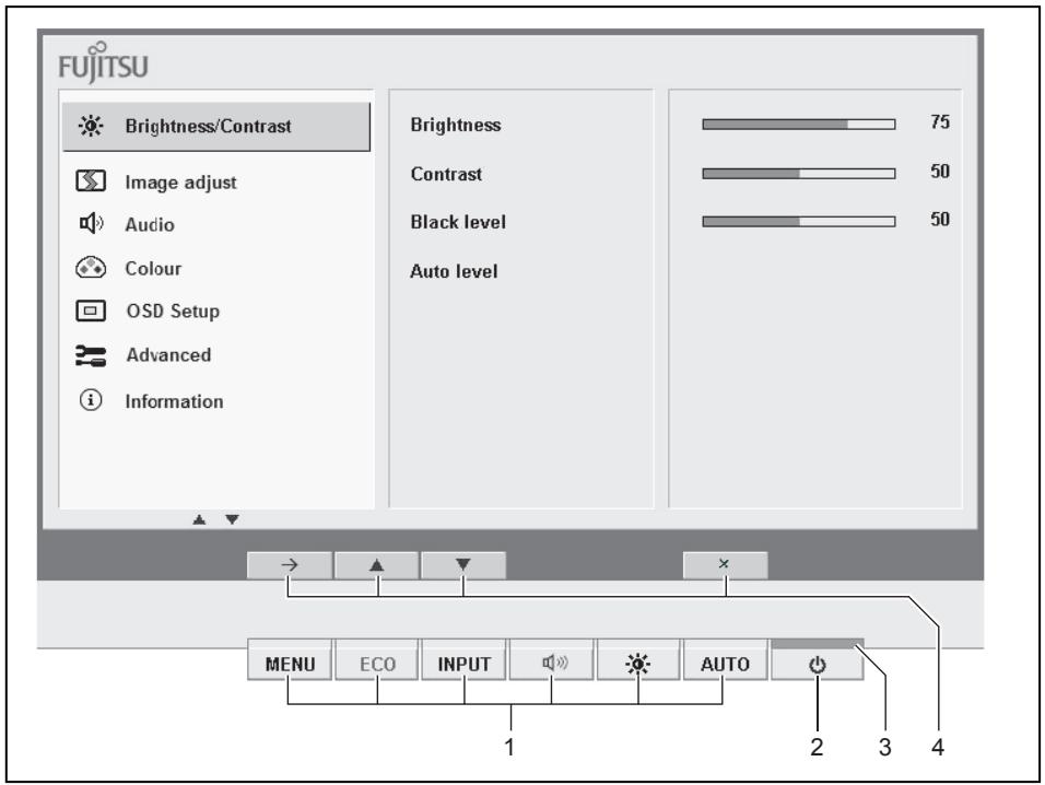 FUJITSU B22W-7 Grade A - Modifier les réglages de l'écran à l'aide du menu OSD - 2