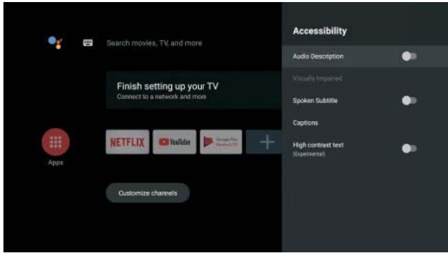 POLAROID TVSAND50UHD - ACCESSIBILITÉ - 1